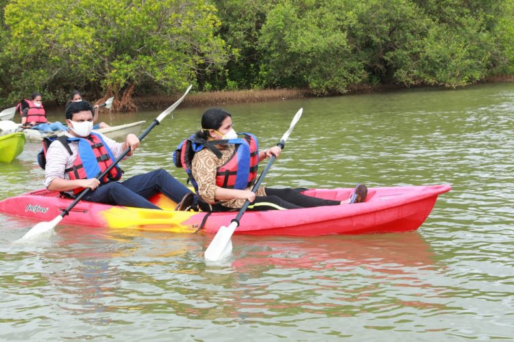 Tourism Minister gets hands-on feel of river tourism by rafting on Anjarakandi river.