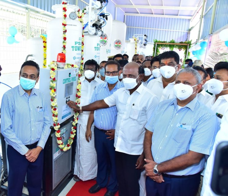 Minister for Health and Family Welfare inaugurates Oxygen Generator Plants set up by Ashok Leyland.