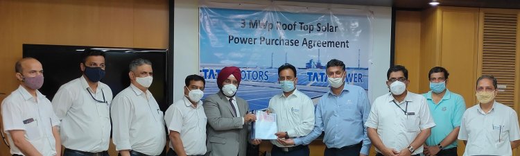 Tata Motors signs a PPA with TATA Power to commission 3 MWp Solar Rooftop Project at its Pune plant.