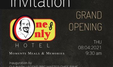 Chef Suresh Pillai will inaugurate "One and Only Hotel" at Kollam