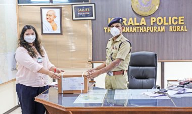 KIMSHEALTH donates COVID protection materials to Thiruvananthapuram Rural Police.